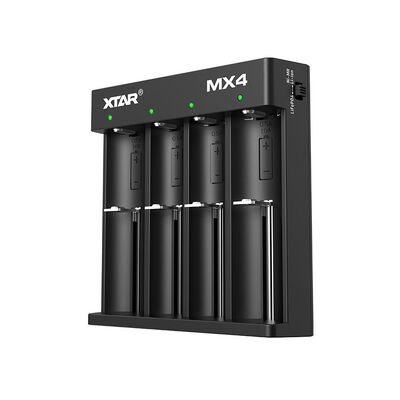 Black 4 Slots Li Ion Battery Charger Smart Charging For Multiple Battery Types