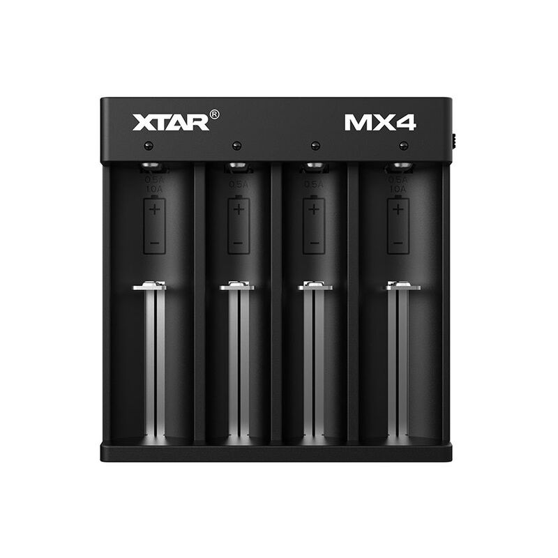 Black 4 Slots Li Ion Battery Charger Smart Charging For Multiple Battery Types